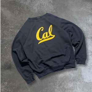 Cal Bears Crewneck Sweatshirt Black Yellow Mens Large University Athletic